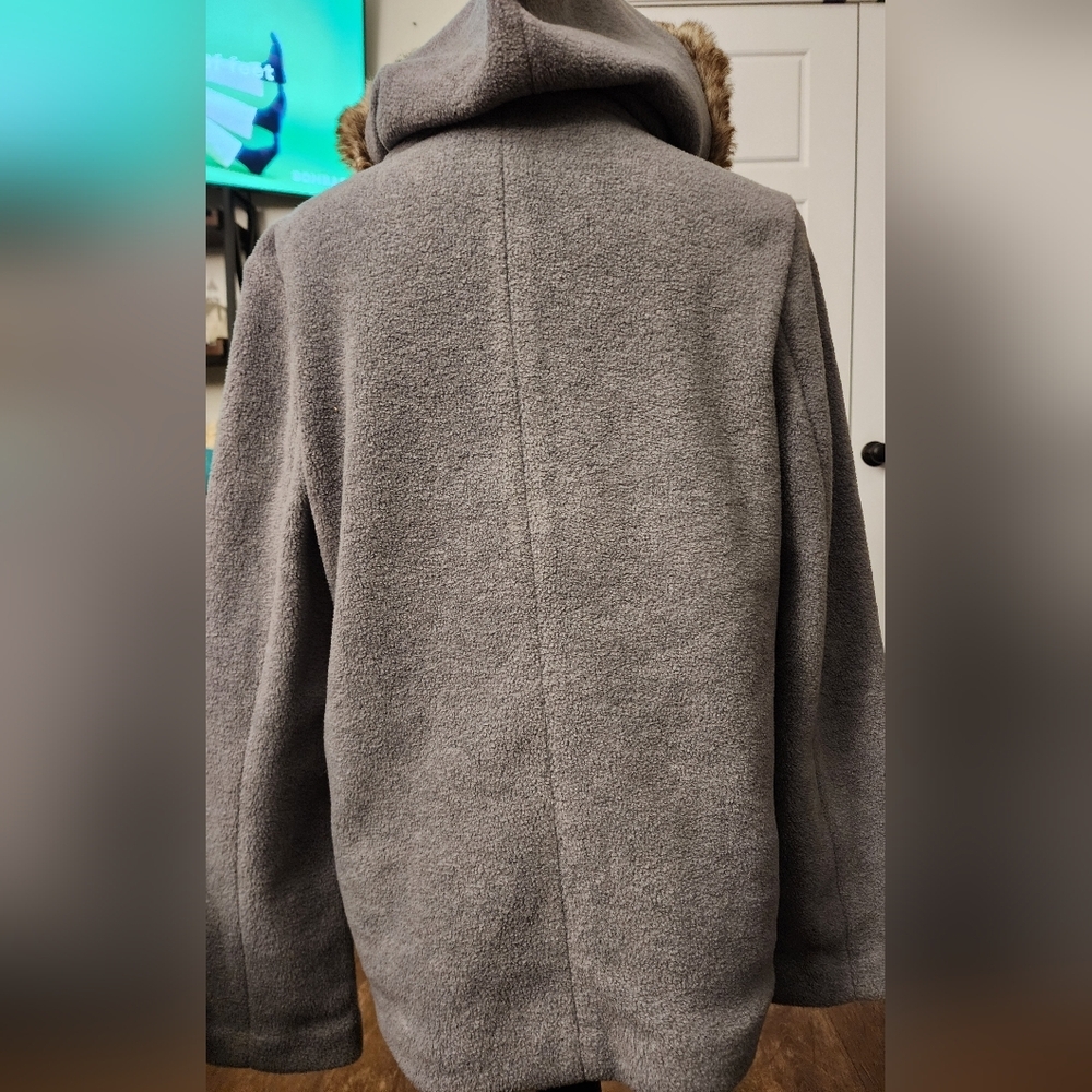 Preowned J Jill size medium, lightweight, faux fur hooded jacket - Picture 2 of 8